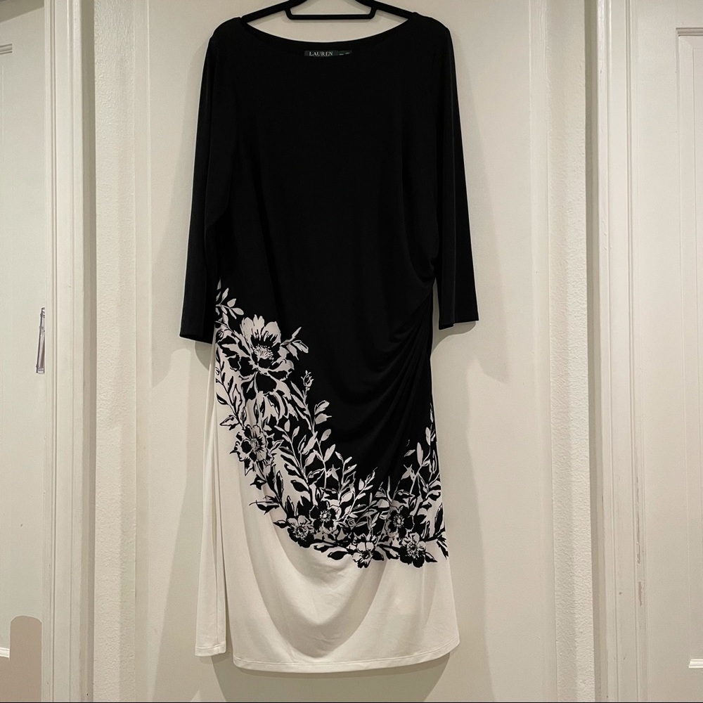 Ralph Lauren Black and White Floral Print Dress